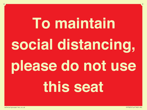 To maintain social distancing, please do not use this seat